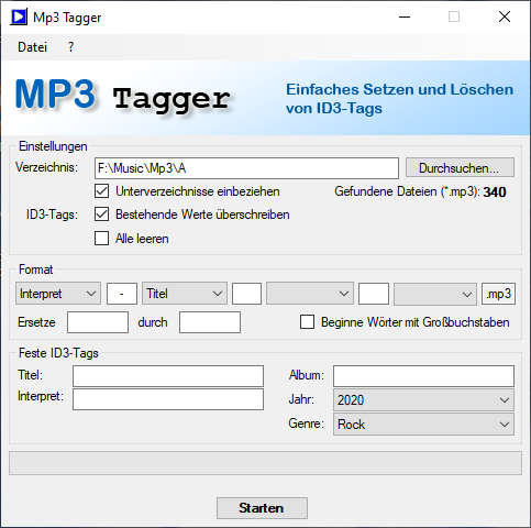 Screenshot of Mp3 Tagger